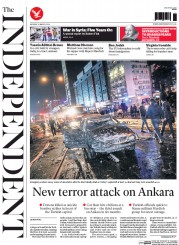 The Independent (UK) Newspaper Front Page for 14 March 2016
