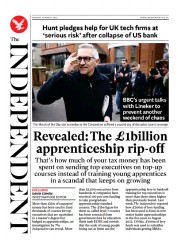 The Independent (UK) Newspaper Front Page for 14 March 2023