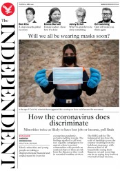 The Independent (UK) Newspaper Front Page for 14 April 2020