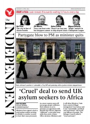 The Independent (UK) Newspaper Front Page for 14 April 2022