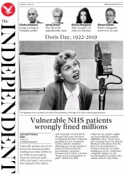 The Independent (UK) Newspaper Front Page for 14 May 2019
