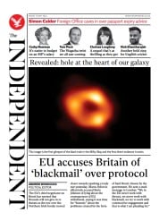 The Independent front page for 14 May 2022