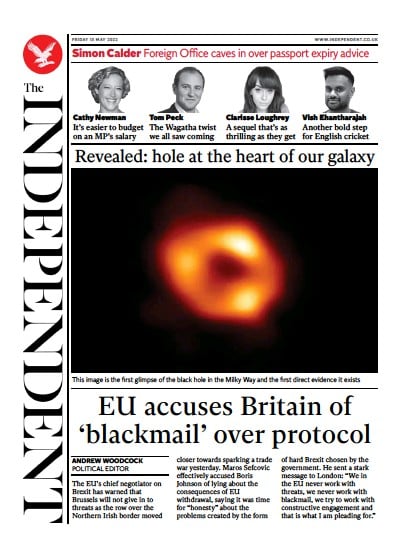 The Independent Newspaper Front Page (UK) for 14 May 2022