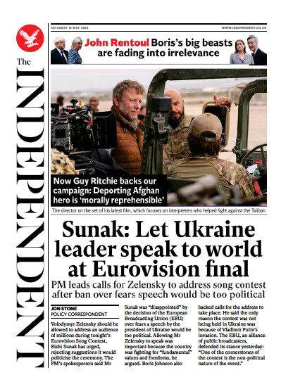 The Independent Newspaper Front Page (UK) for 14 May 2023