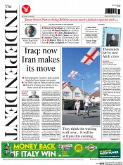 The Independent (UK) Newspaper Front Page for 14 June 2014