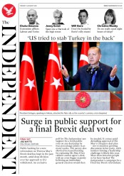 The Independent (UK) Newspaper Front Page for 14 August 2018