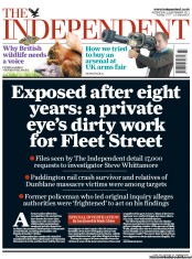 The Independent (UK) Newspaper Front Page for 14 September 2011