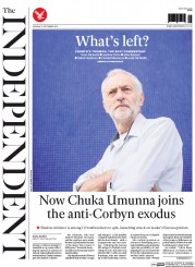 The Independent (UK) Newspaper Front Page for 14 September 2015