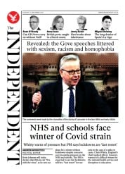 The Independent (UK) Newspaper Front Page for 14 September 2021