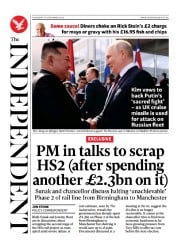 The Independent front page for 14 September 2023