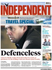 The Independent (UK) Newspaper Front Page for 15 October 2011