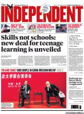The Independent (UK) Newspaper Front Page for 15 October 2013