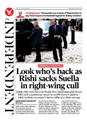 The Independent (UK) Newspaper Front Page for 15 November 2023