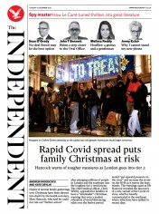 The Independent (UK) Newspaper Front Page for 15 December 2020