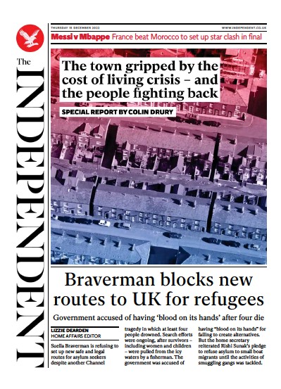 The Independent Newspaper Front Page (UK) for 15 December 2022