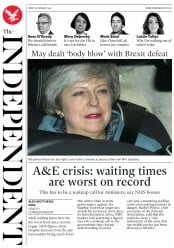 The Independent (UK) Newspaper Front Page for 15 February 2019