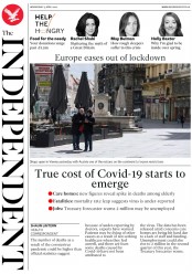The Independent (UK) Newspaper Front Page for 15 April 2020