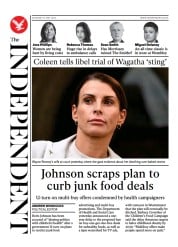 The Independent (UK) Newspaper Front Page for 15 May 2022