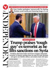 The Independent front page for 15 May 2025