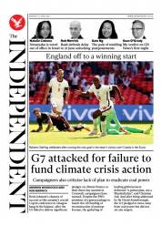 The Independent (UK) Newspaper Front Page for 15 June 2021