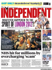 The Independent (UK) Newspaper Front Page for 15 July 2013