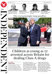 The Independent (UK) Newspaper Front Page for 15 July 2017