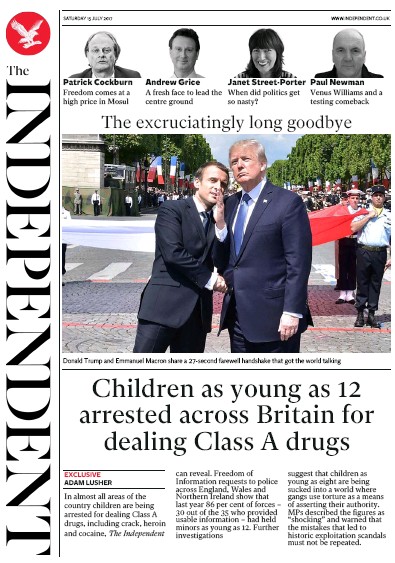 The Independent Newspaper Front Page (UK) for 15 July 2017