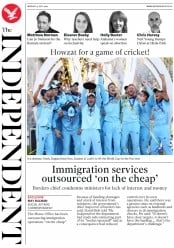 The Independent (UK) Newspaper Front Page for 15 July 2019