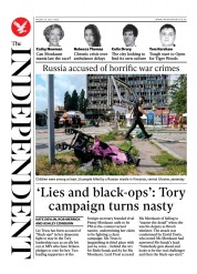 The Independent (UK) Newspaper Front Page for 15 July 2022