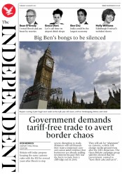 The Independent (UK) Newspaper Front Page for 15 August 2017