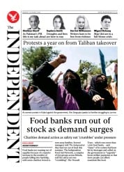 The Independent front page for 15 August 2022
