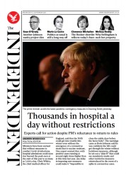 The Independent (UK) Newspaper Front Page for 15 September 2021