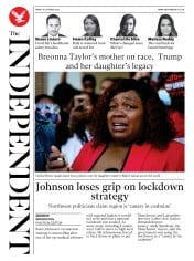 The Independent (UK) Newspaper Front Page for 16 October 2020