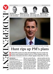 The Independent (UK) Newspaper Front Page for 16 October 2022