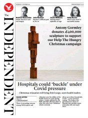 The Independent (UK) Newspaper Front Page for 16 December 2020