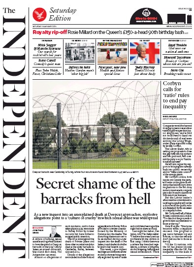 The Independent Newspaper Front Page (UK) for 16 January 2016