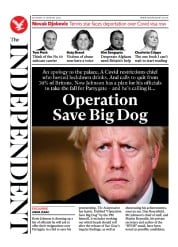 The Independent (UK) Newspaper Front Page for 16 January 2022