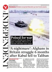 The Independent (UK) Newspaper Front Page for 16 February 2022