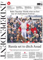 The Independent (UK) Newspaper Front Page for 16 March 2016