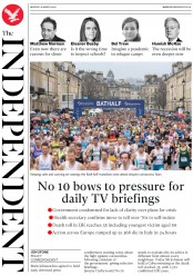 The Independent (UK) Newspaper Front Page for 16 March 2020