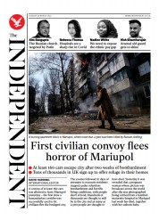 The Independent (UK) Newspaper Front Page for 16 March 2022