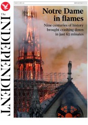 The Independent (UK) Newspaper Front Page for 16 April 2019