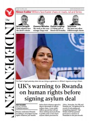 The Independent (UK) Newspaper Front Page for 16 April 2022