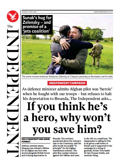 The Independent Newspaper Front Page (UK) for 16 May 2023