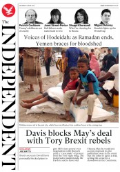 The Independent (UK) Newspaper Front Page for 16 June 2018