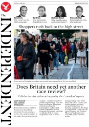 The Independent (UK) Newspaper Front Page for 16 June 2020