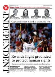 The Independent (UK) Newspaper Front Page for 16 June 2022