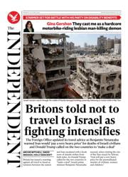 The Independent front page for 16 June 2025