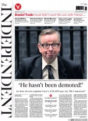 The Independent (UK) Newspaper Front Page for 16 July 2014