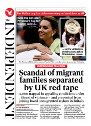 The Independent (UK) Newspaper Front Page for 16 July 2023